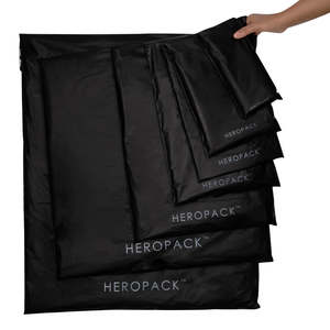 Ready To Ship Packaging: Black Home Compostable HEROPACK Mailers - from packs of 25
