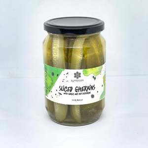 Relishes Spreads: SYMBIOSIS Gherkins Whole & Sliced 720g