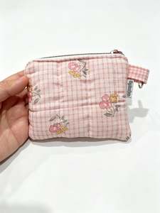 Quilted Keyring Wallet | Handmade Mini Card & Coin Pouch
