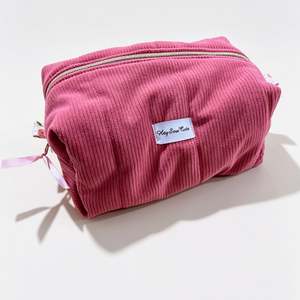 New Arrivals: Red Pink Corduroy Boxy Makeup Bag – Choose Your Lining