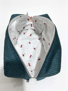 HeySewCute XL Corduroy Makeup Bag – White Cherry Lining