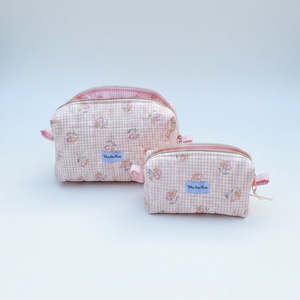 Peach Pink Meadow Matching Quilted Bag Set