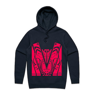 Maori Unisex Hoodie Navy with Pink Fluro