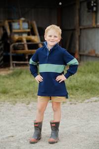 Childrens: Sammy Rugby in Navy and Sage