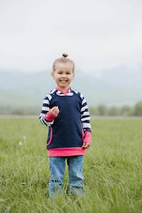 Childrens: Frankie Hoodie in Navy and White Stripe