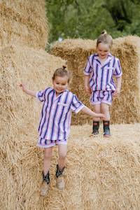 Childrens: Billie Pyjamas in Pink and Blue Stripe