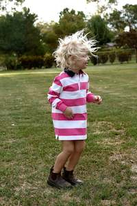 Sammy Rugby in Pink and White Stripe - Size 2 + 4 only