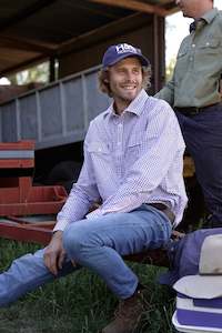 Mens Workshirts: Albie Workshirt in Blue and White Check