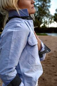 Womens Workshirts: Heidi Workshirt in Sky Oxford Cotton