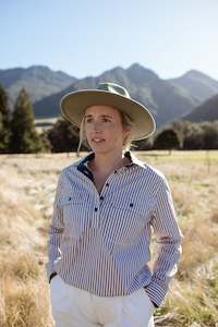 Heidi Workshirt in Mocha and White Stripe