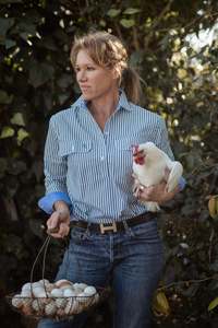 Womens Workshirts: Heidi Workshirt in Green and White Stripe