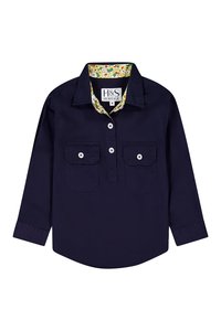 Childrens Shirts: Stevie Workshirt in Navy with Floral