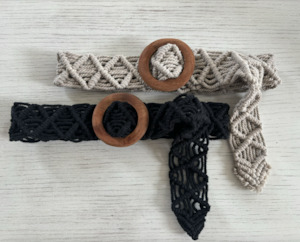 Belts: MACRAME AND WOOD BUCKLE BELT