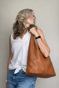 Cowhide Bags: Ally - Caramel Italian Leather