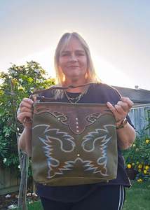 Cowhide Bags: Nikita - Olive Shoulder Bag