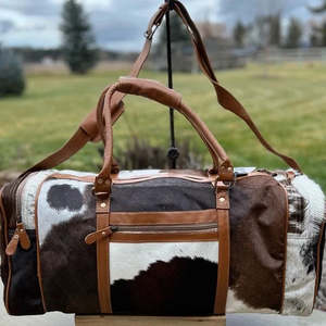 Cowhide Bags: Rustic Traveller (with Tan Leather Trim)
