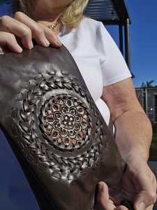 Cowhide Bags: Magnolia - Triple-Compartment Bag - BROWN