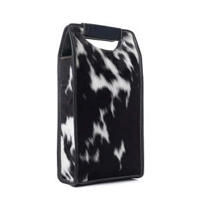 Cowhide Bags: Luxe Cowhide Wine Carrier - 2 Bottles
