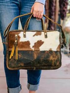 Savannah Aged Leather & Cowhide Laptop Bag
