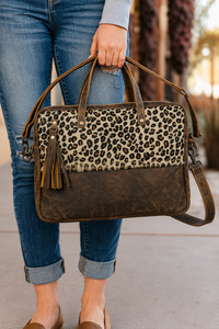 Zuri Aged Leather & Cowhide Laptop Bag