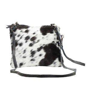 Handbag: Bronte B&W Cowhide Shoulder Bag