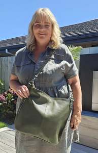 Cowhide Bags: Becky - Olive Italian