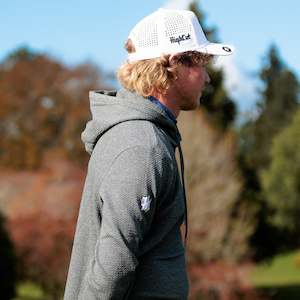 Outerwear: CHARCOAL WAFFLE KNIT HOODIE