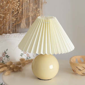 French Pastoral Cream Style Bedside/Table Lamp Pleated Night Light LED