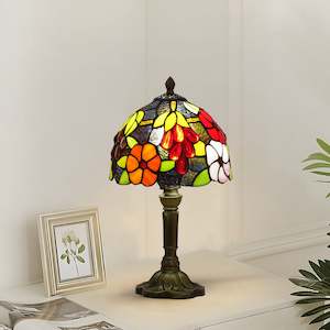 Tiffany Grape Handcrafted Stained Glass Lamp Desk Bedside Table Lamp LED