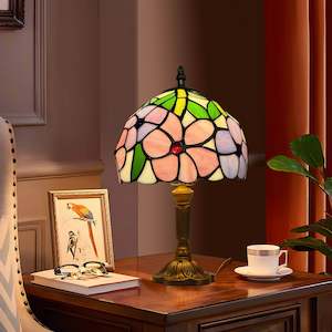 Tiffany Morning-Glory Handcrafted Stained Glass Lamp Desk Bedside Table Lamp LED