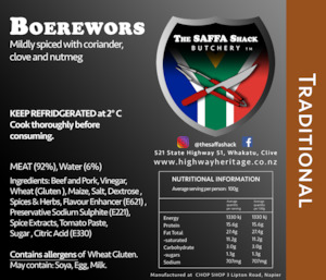 Boerewors: Traditional / kg