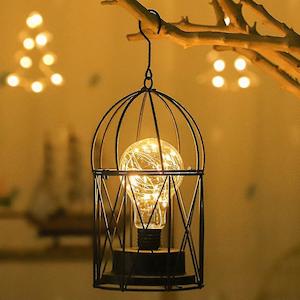 15 LED Black Birdcage Decorative Lamp