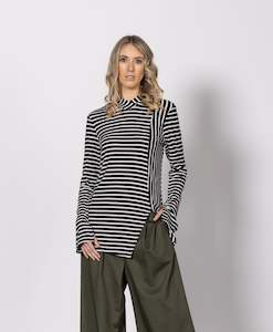 Dressed New Zealand: Dressed Split Ends Top - Black and White Stripe