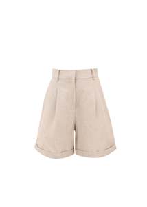 Frnch Paris: FRNCH Beige Linen Blend Coraline Short