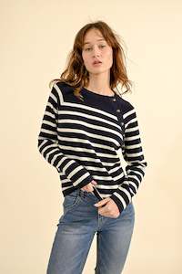 Womens Sweatshirts: Molly Bracken Navy Knitted Sweater