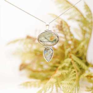 Crystal And Gem Stone Collection: Nenya Labradorite Gemstone Sterling Silver Pendant