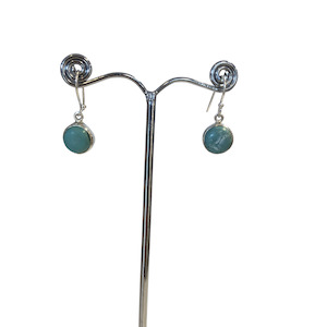 Crystal And Gem Stone Collection: Aqua Turquoise Round Earrings