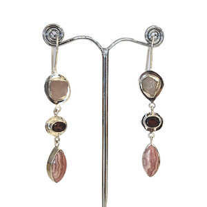 Poi Rhodochrosite Eye Earrings