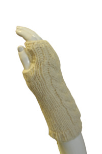 Gloves: Cream Cable Wool Wrist Warmers