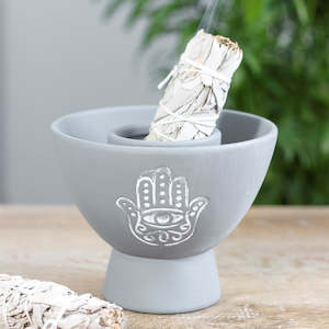 Smudge Bowls: Hamsa Grey Terracotta Smudge Bowl