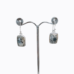 Crystal And Gem Stone Collection: Skardu K2 Jasper Simple Rectangle Earrings