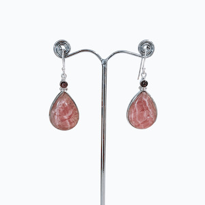 Crystal And Gem Stone Collection: Chia Rhodochrosite Teardrop Earrings