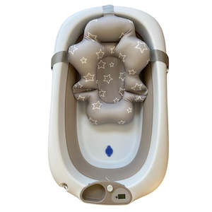 Babies Kids: Foldable Baby Bath Tub & Soft Drying Bath Seat -Grey