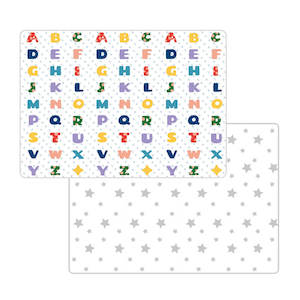 Babies Kids: 200x180x1 cm Foldable Baby Playmat with Carry Bag - Letters & Stars Sides-D