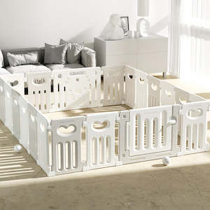 Baby Playpen 18+2 Panels (Love Heart)-Grey and White