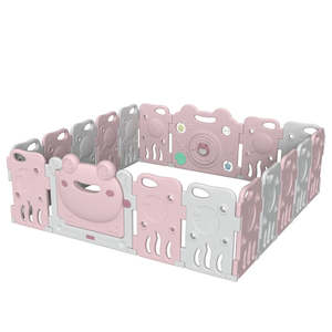 Playpens: Luxurious Baby Playpen 16+2 Panels (Little Froggy-Pink)