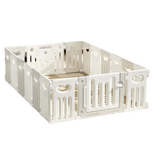 Playpens: Baby Playpen 16+2 Panels (Love Heart)-Grey and White