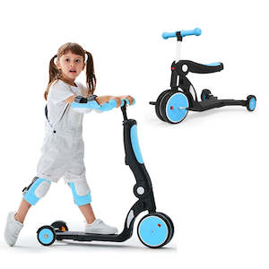 Balance Bikes: Blue Convertible 3-in-1 Balance Bike, Tricycle, Scooter & Stroller for Aged 1-3-6 Years Old