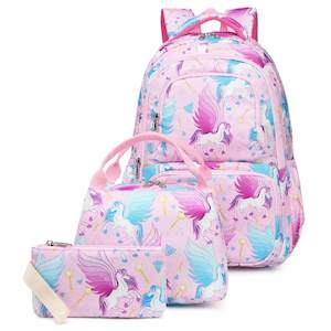 Kids Backpacks: Blue Rainbow Unicorn Backpack Set