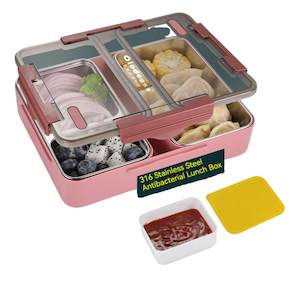 Insulated 316 Stainless Steel Bento Lunch Box 1.6L- Pink